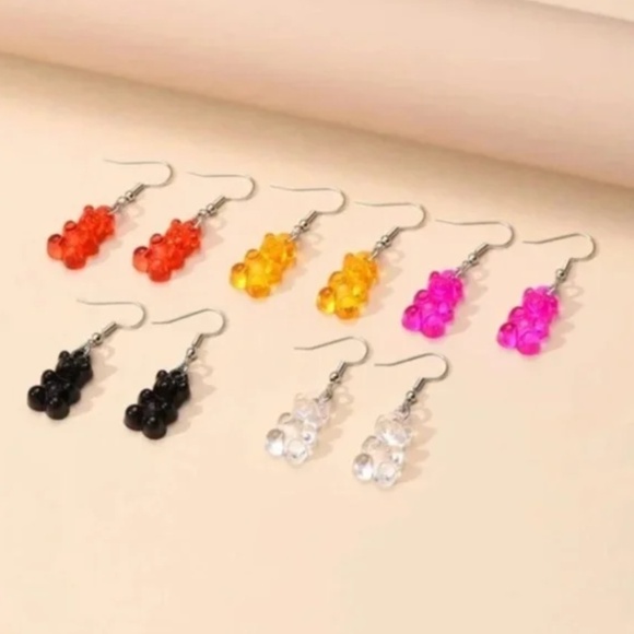 ✨ FREE Gummy Bear Candy Snack Retro Pop Art Deco Boho Peasant Hip Earrings Set - Picture 1 of 2